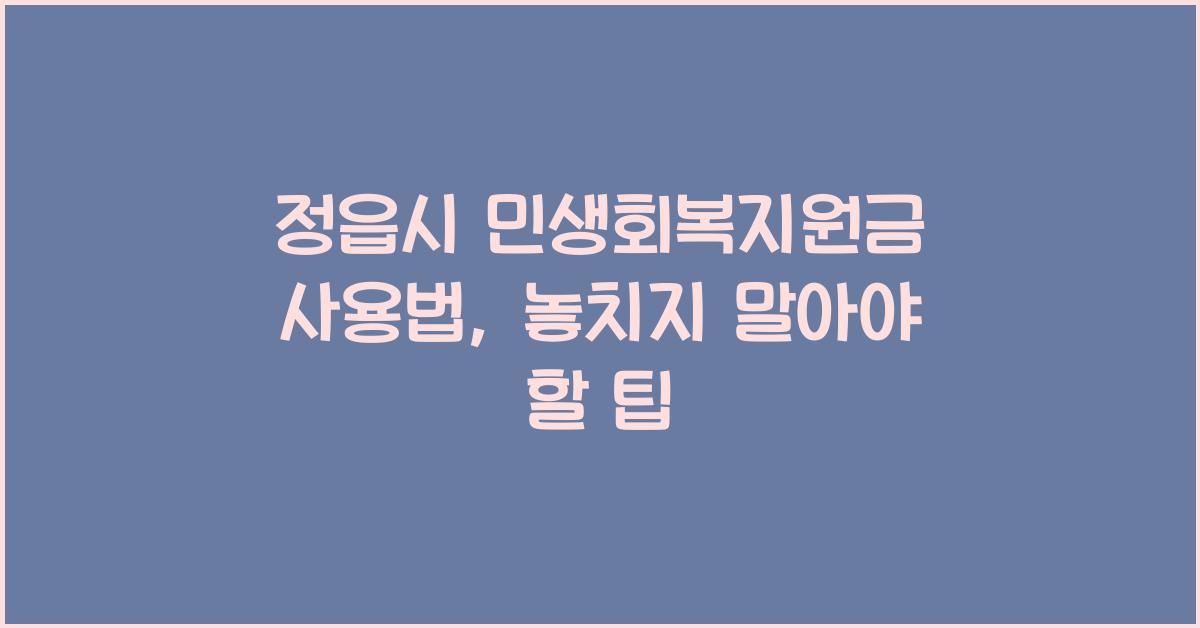 정읍시 민생회복지원금 사용법