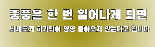  중풍은 한 번 일어나게 되면 뇌세포가 파괴되어 영영 돌아오지 않는다고 합니다