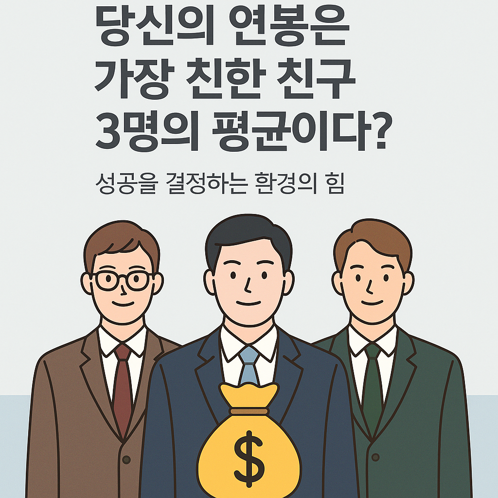 가장 친한 친구 3명의 평균이 당신의 연봉을 결정한다는 메시지를 담은 일러스트