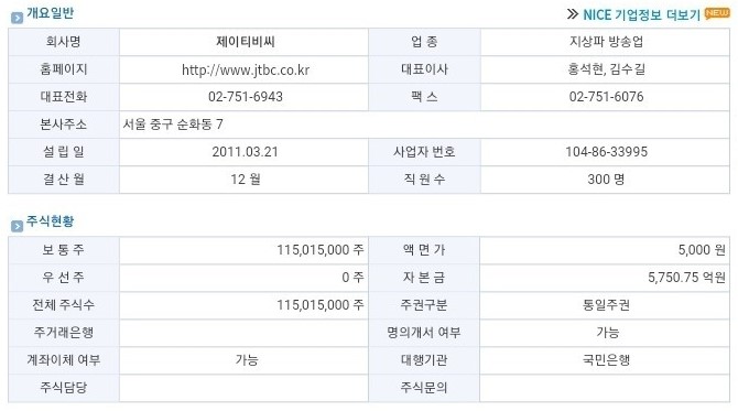 장외주식, 다채로운 즐거움 jtbc~!☆ ☆제이티비씨 주식, 제이티비씨 1