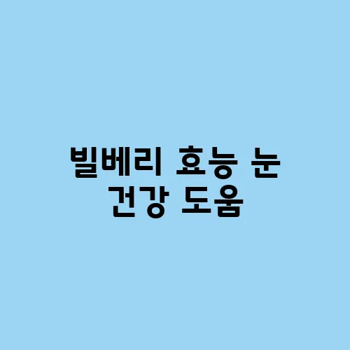 빌베리 효능 눈 건강 도움