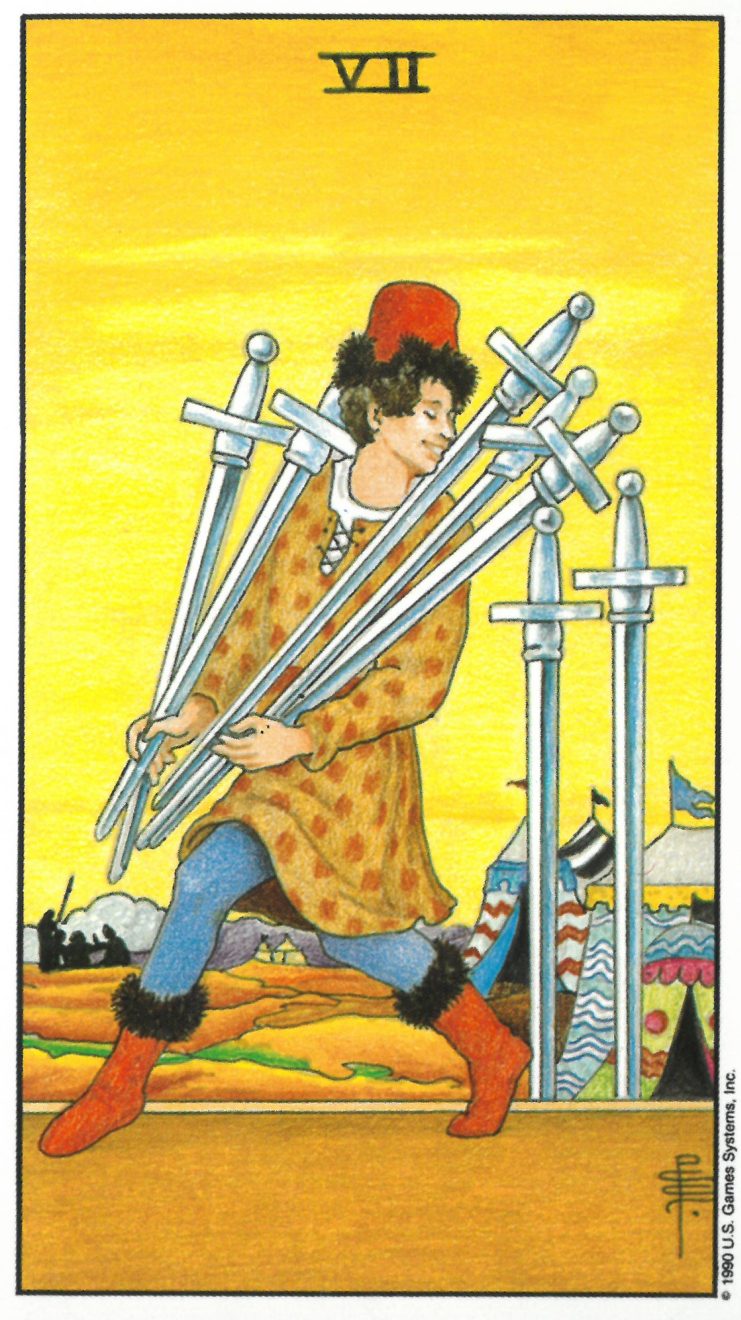 유니버셜 웨이트 타로 마이너 카드 seven of swords