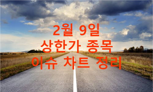 2월 9일 상한가 종목 이슈 차트 정리