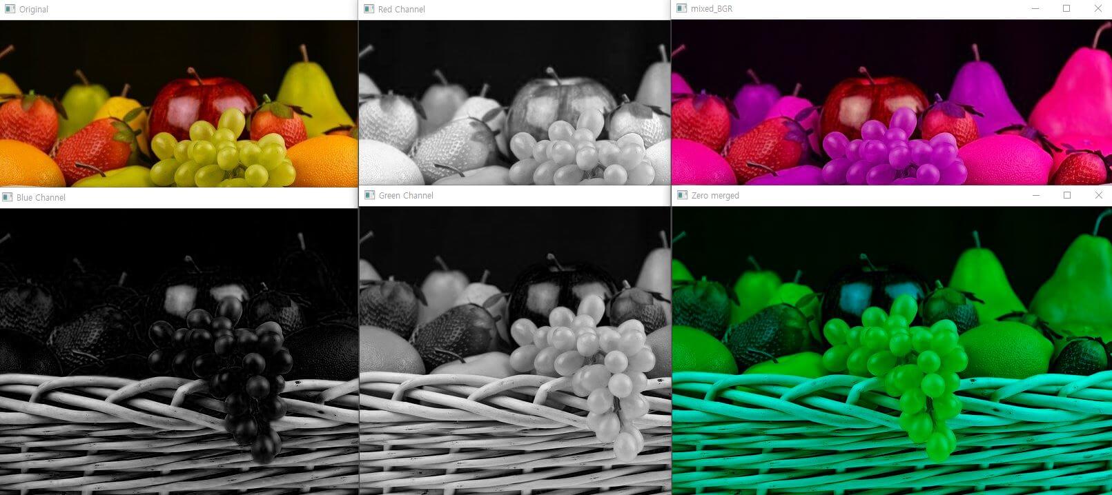opencv-채널-분리-병합-결과