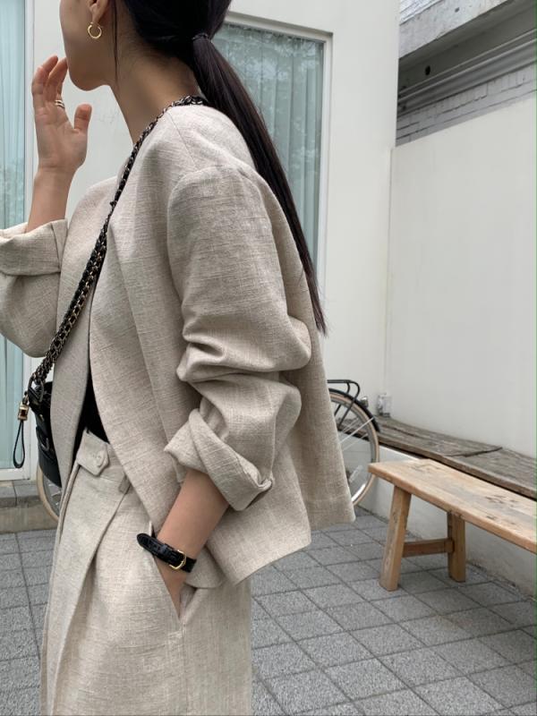호루스 노카라린넨자켓 오버핏 린넨100 자켓 셋업