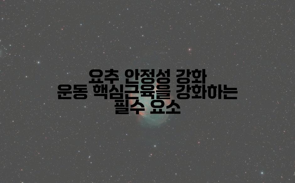 요추 안정성 강화 운동 핵심근육을 강화하는 필수 요소