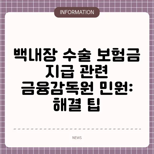 백내장 수술 보험금 지급 관련 금융감독원 민원: 해결 팁