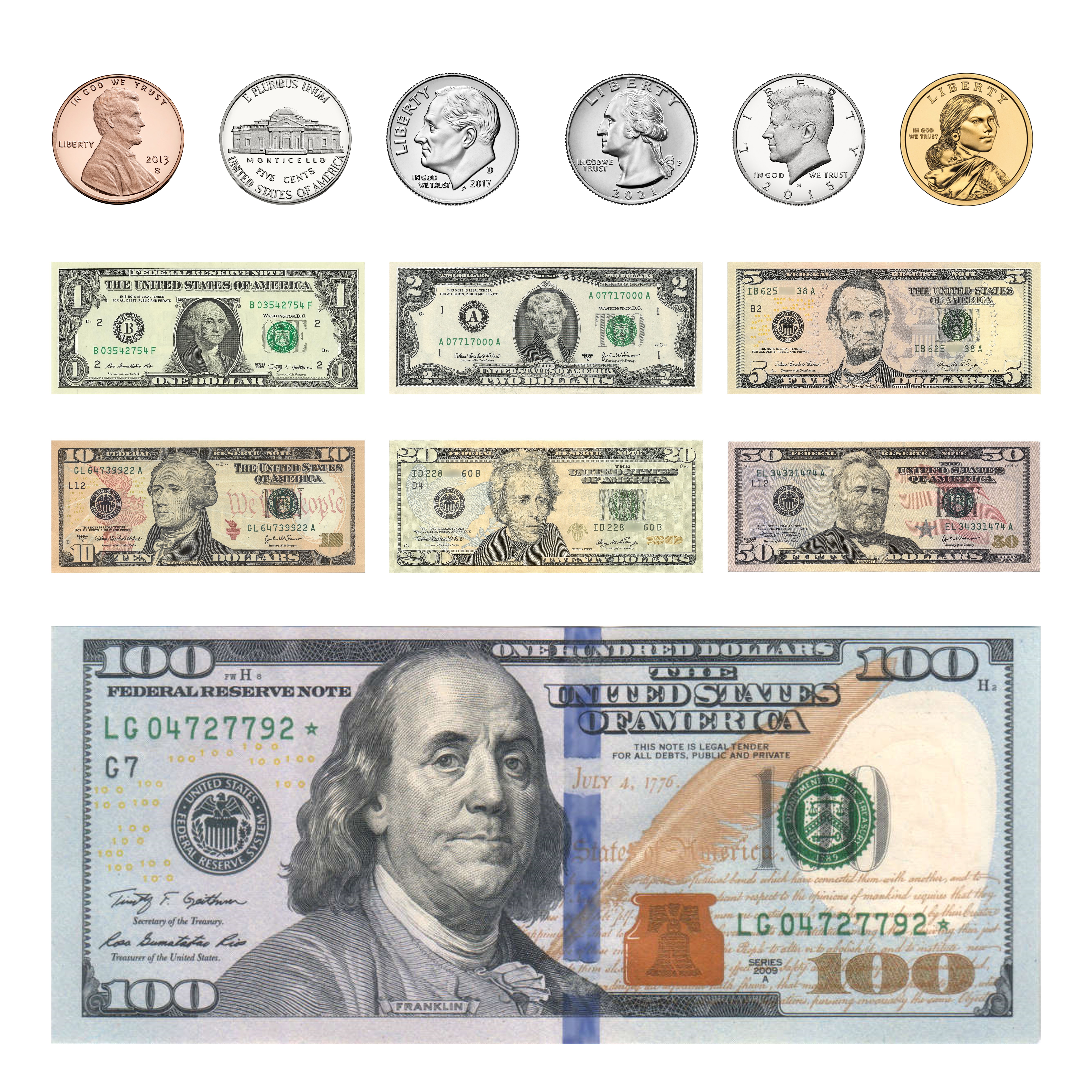 미국 달러와 센트 화폐 단위