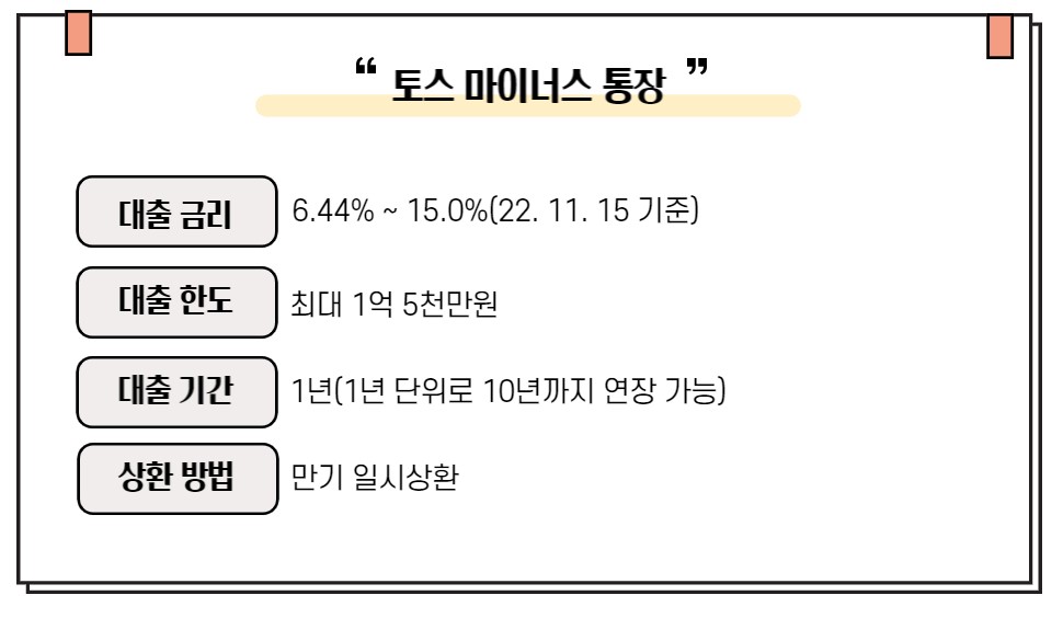 토스 마이너스 통장 상품 설명