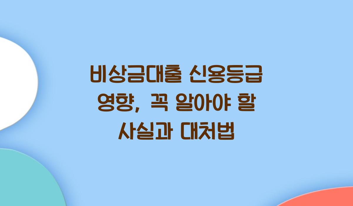 비상금대출 신용등급 영향