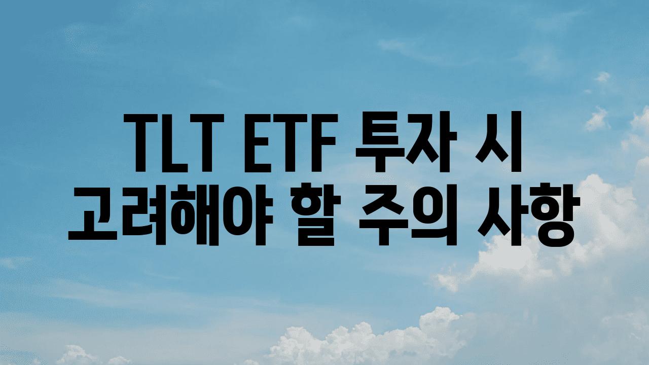 TLT ETF 투자 시 고려해야 할 주의 사항