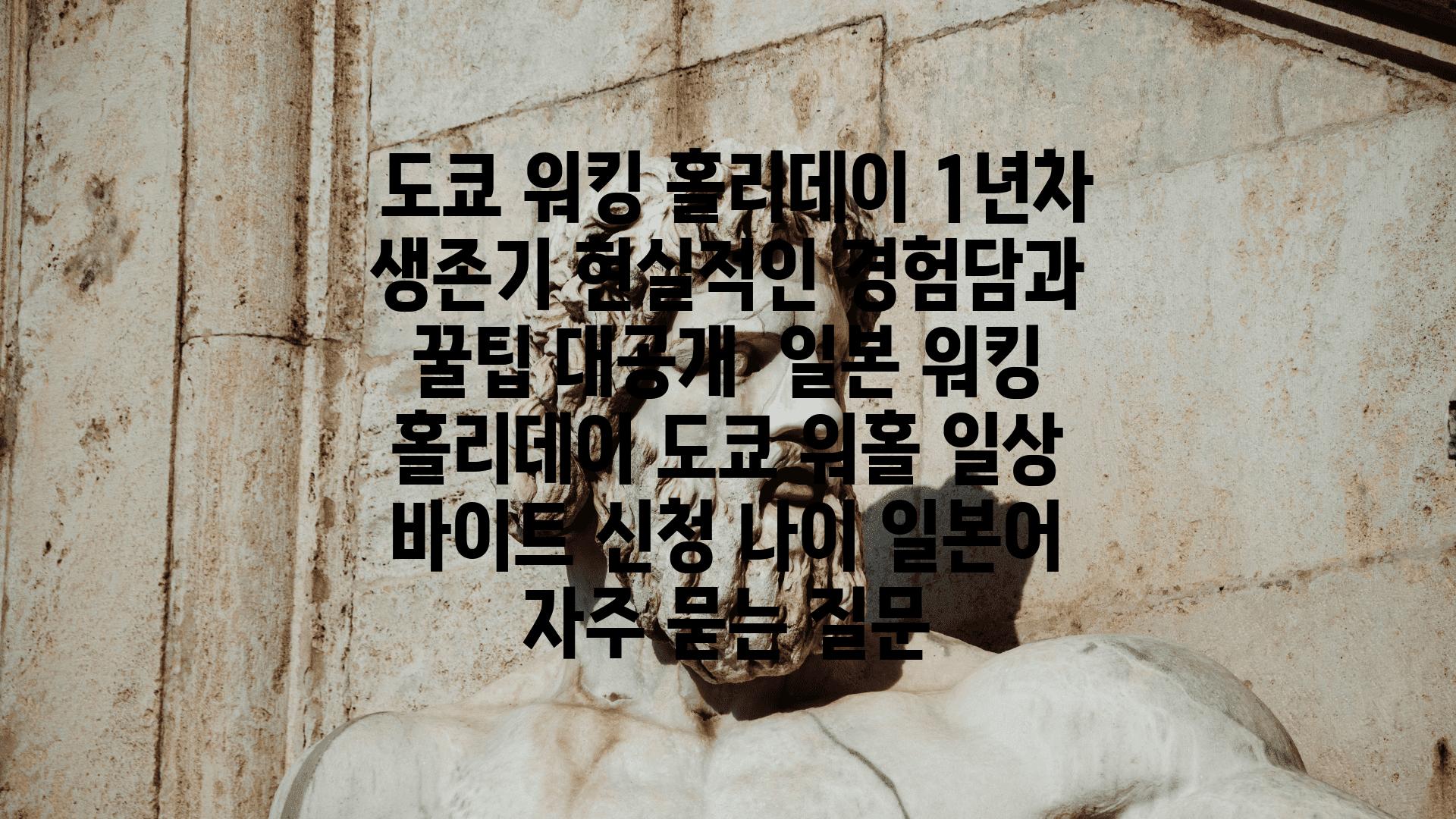  도쿄 워킹 홀리데이 1년차 생존기 현실적인 경험담과 꿀팁 대공개  일본 워킹 홀리데이 도쿄 워홀 일상 바이트 신청 나이 일본어 자주 묻는 질문