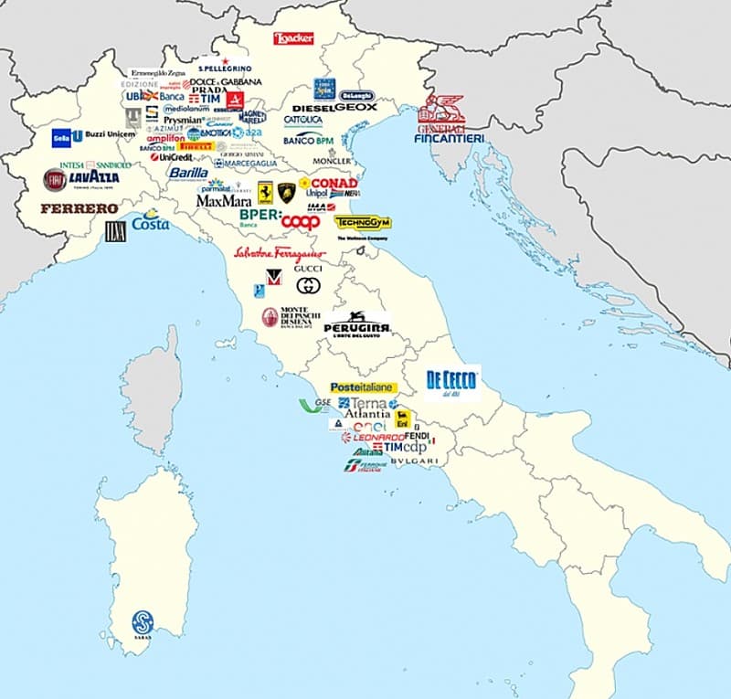 대기업 본사 분포 지도 이탈리아