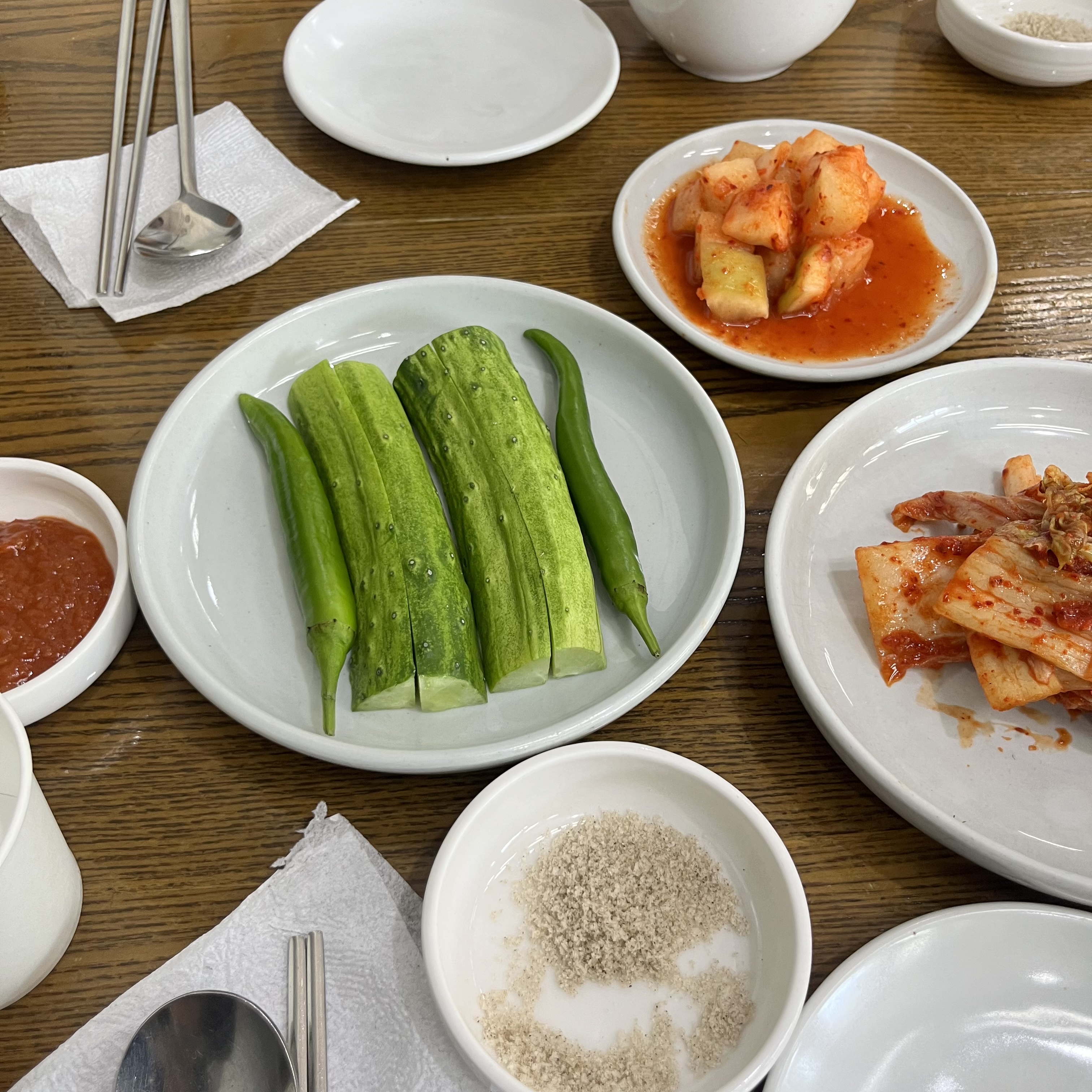 누룽지백숙 오이고추
