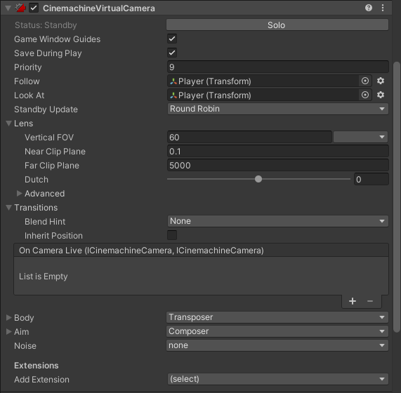 CinemachineVirtualCamera에-타겟-설정