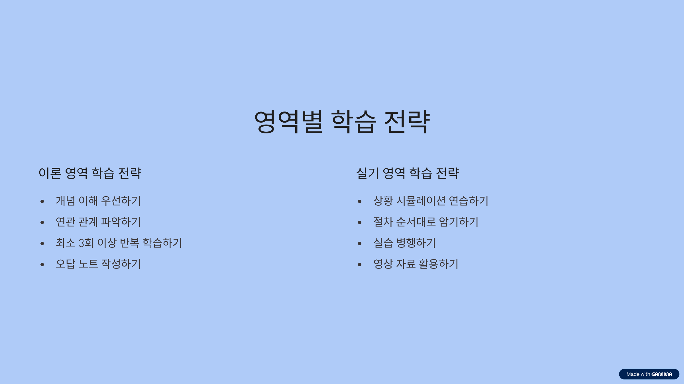 영역별 학습 전략