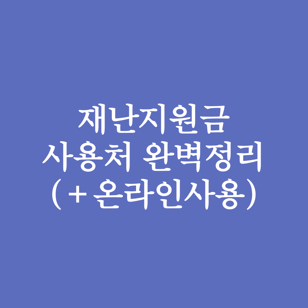  재난지원금 사용처 완벽정리 (ft. 사용방법, 온라인사용)