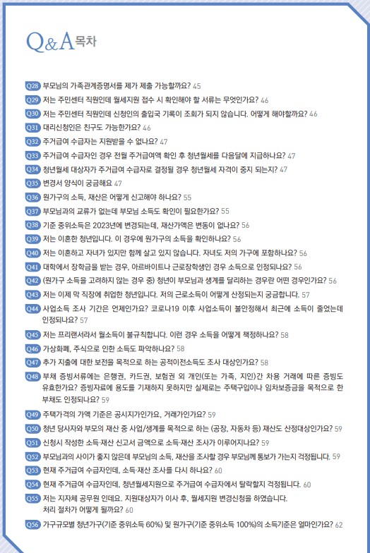 청년 월세 특별지원 Q &amp; A 100선