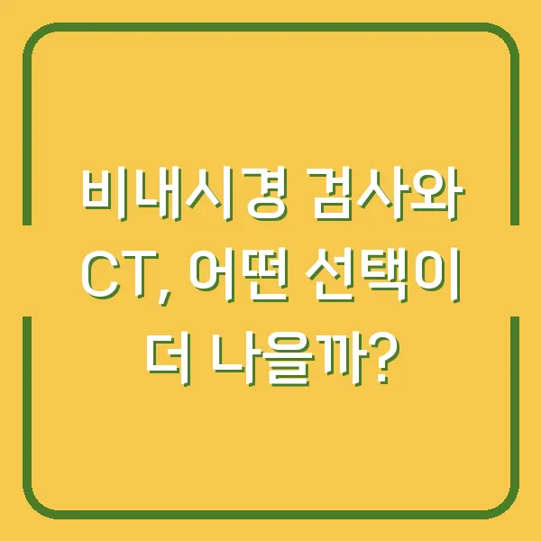 비내시경 검사와 CT, 어떤 선택이 더 나을까?