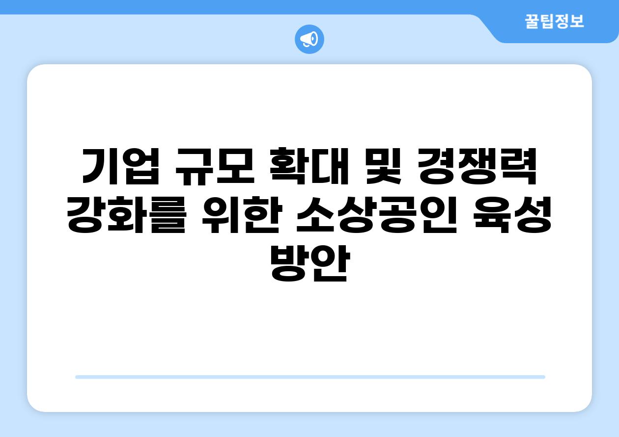 기업 규모 확대 및 경쟁력 강화를 위한 소상공인 육성 방안