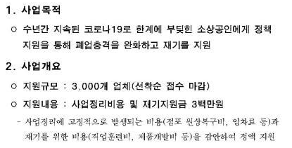  서울시 소상공인 대상 재기지원금 3백만원 지원 신청
