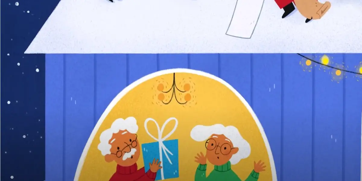 10 Santa&#39;s Two Lists 선물을 받고 좋아하는 2명의 노 부부-사진