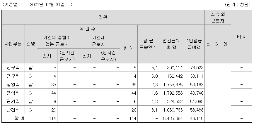 2021년 와이즈버즈 연봉