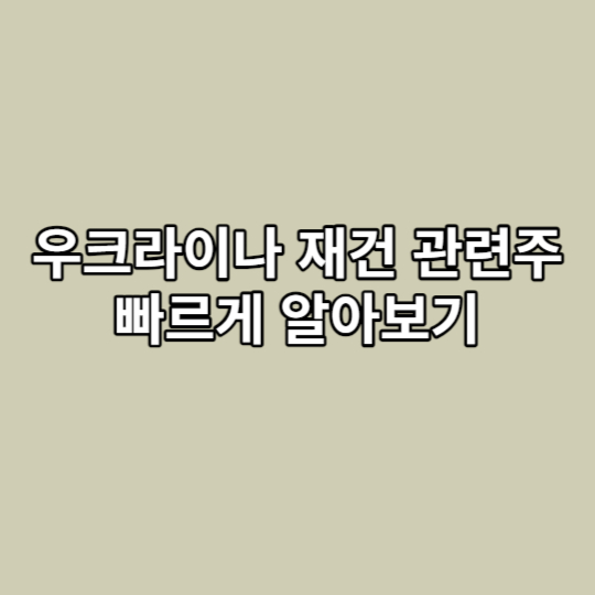 우크라이나 재건 관련주