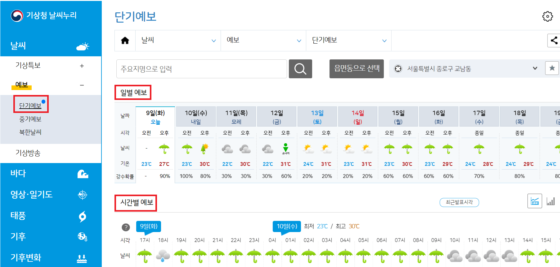 날씨누리 단기예보