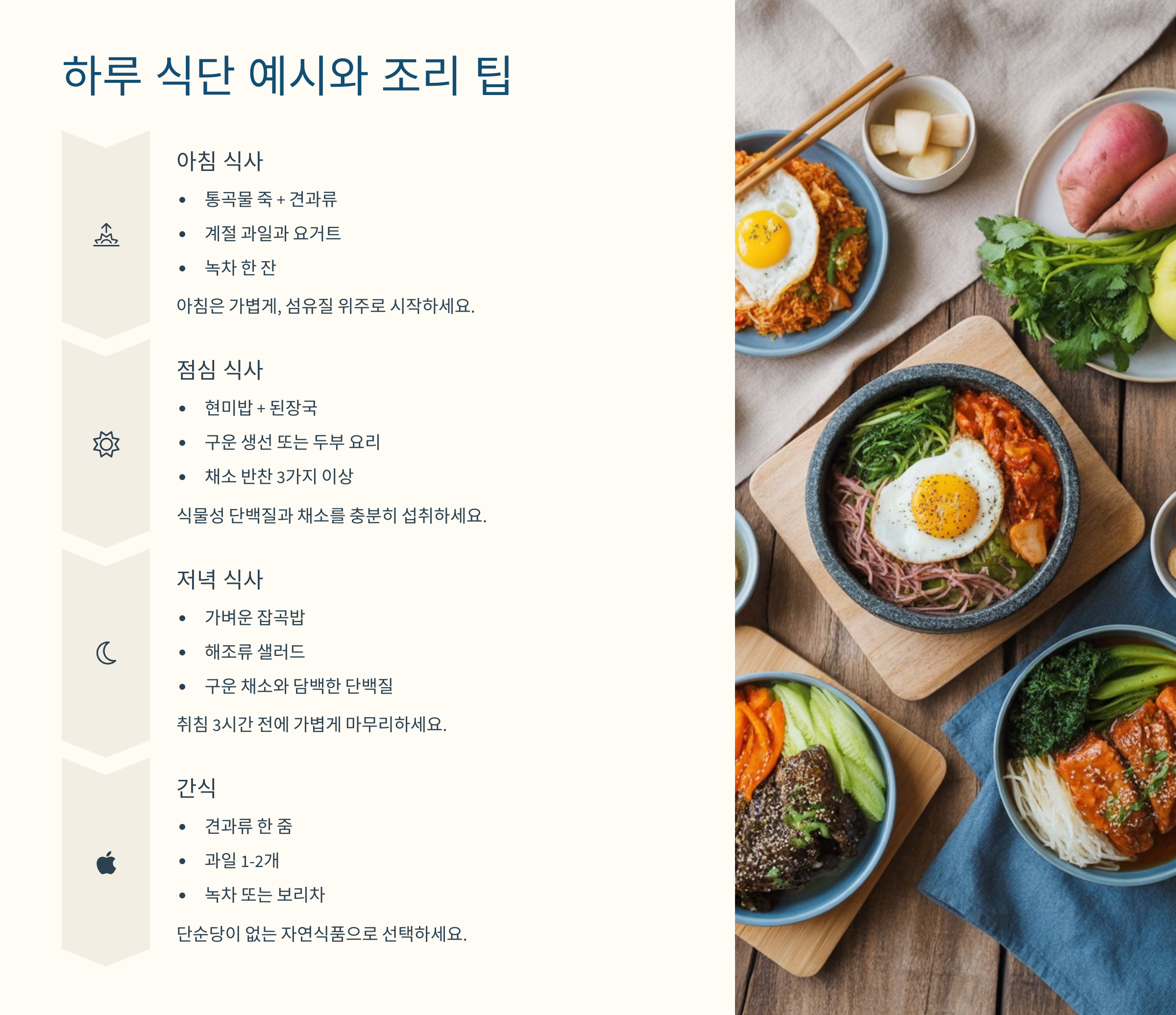 🥗 하루 식단 예시와 조리 팁