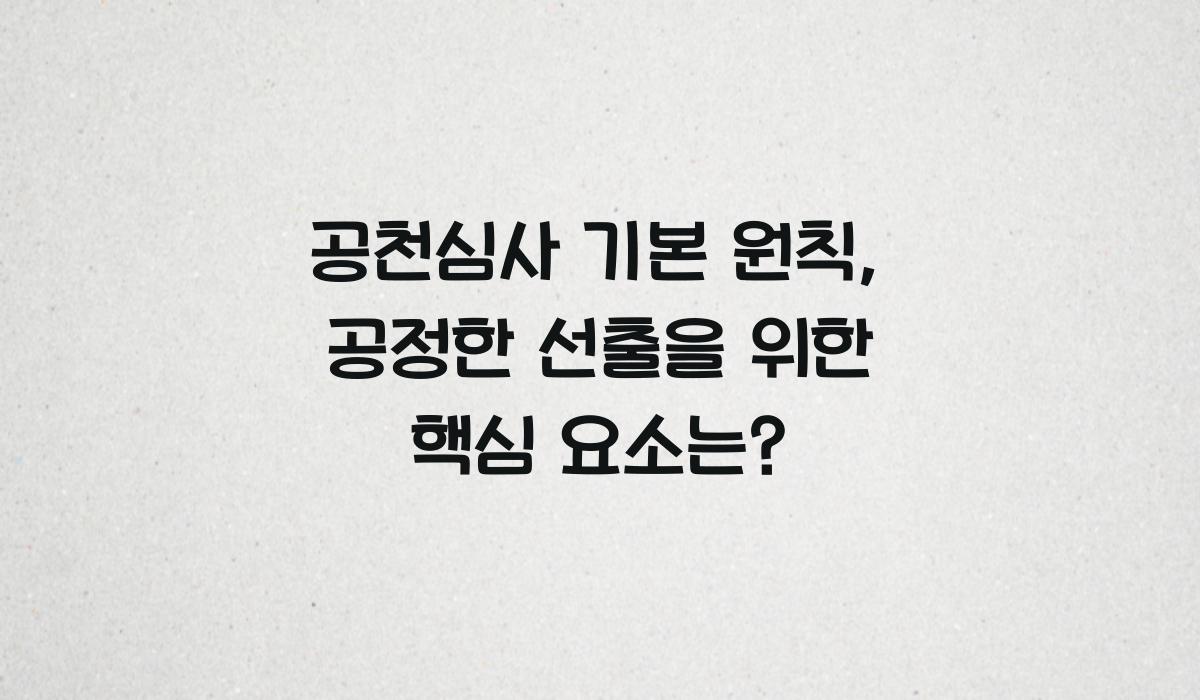 공천심사 기본 원칙
