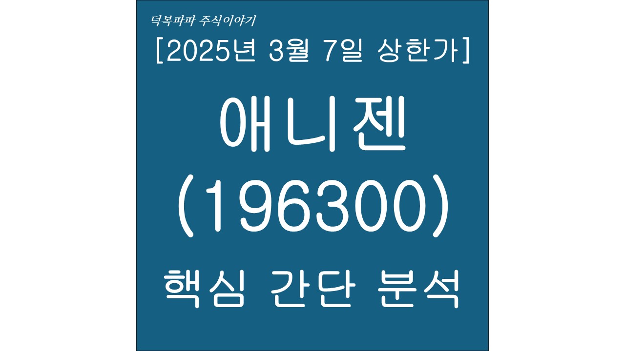 애니젠(196300) 핵심 간단 분석