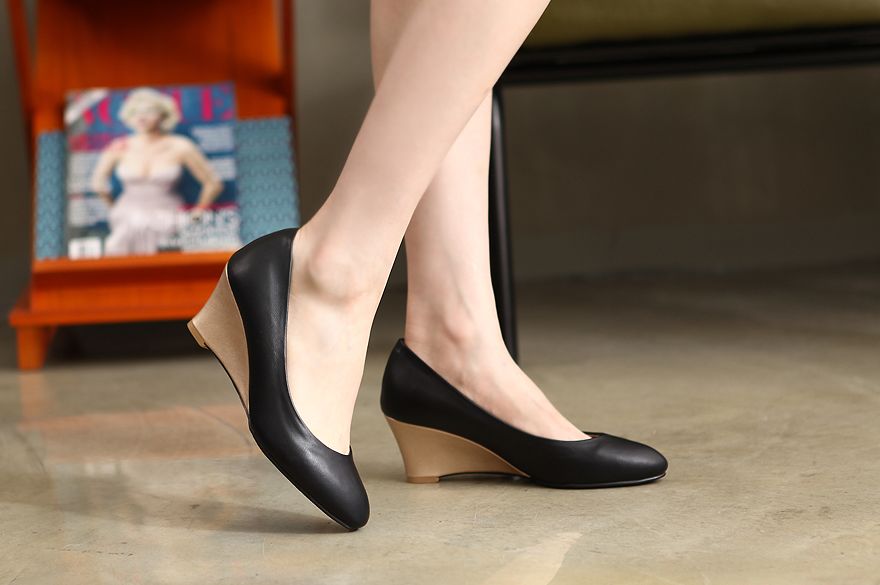  라운드토우 심플 6cm 웨지힐