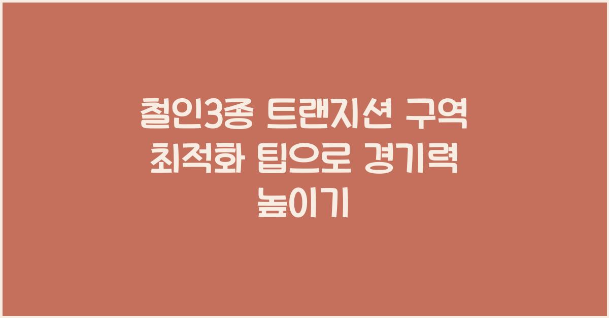 철인3종 트랜지션 구역 최적화 팁