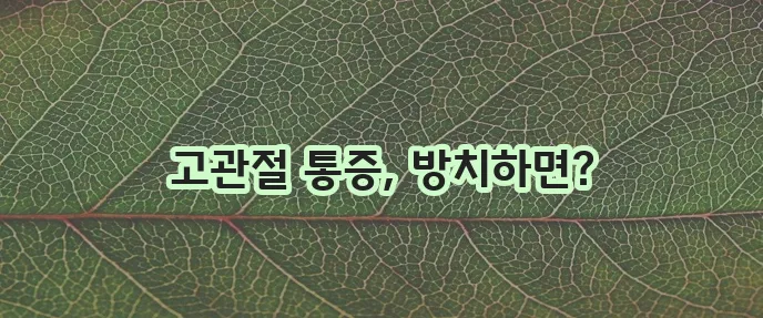 고관절염 증상과 초기 진단은 정말 중요합니다!