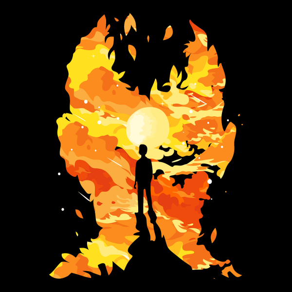 불 속에 서 있는 사람 그림