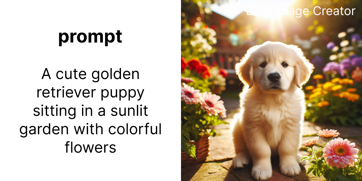 Bing Image Creator generated image of golden retriever puppy