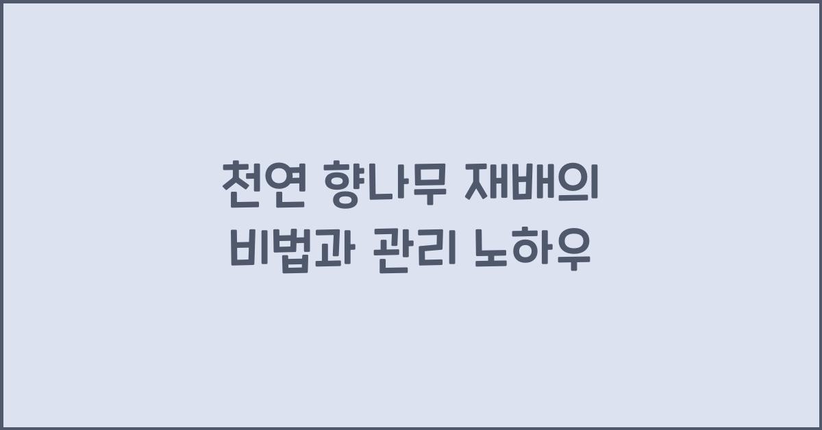 천연 향나무 재배