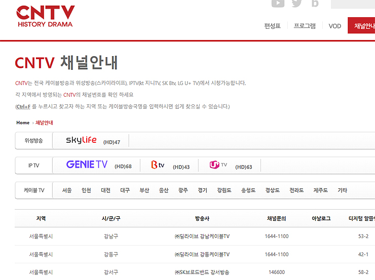 cntv-채널안내-페이지