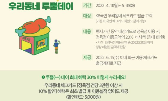  KB국민카드 우리동네 체크카드 발급 회원 대상 5월 이벤트