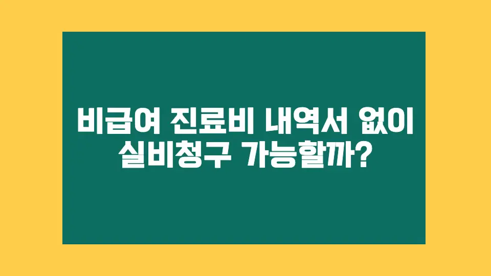 비급여 진료였다고 실비청구 포기하지 마세요!