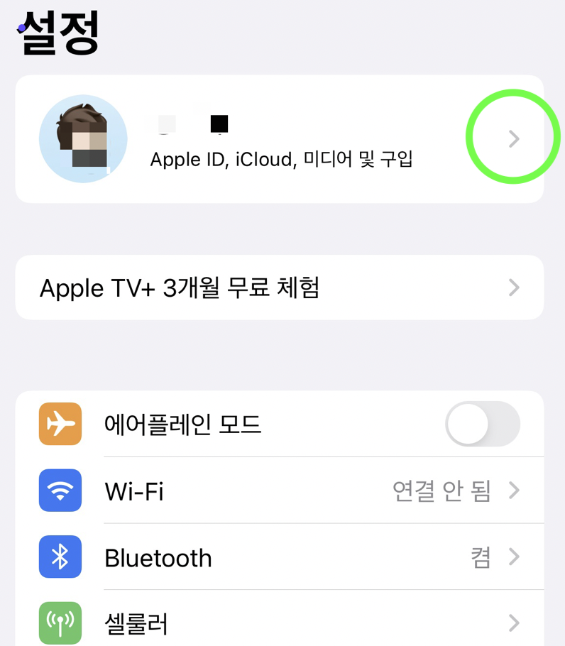 Apple ID 확인하는 방법을 알려주는 설정화면