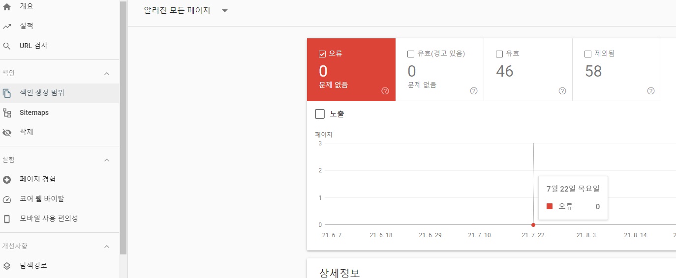  구글 서치콘솔 내 포스팅 누락 확인 색인요청 방법
