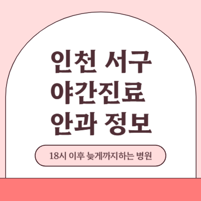 인천 서구 야간진료 안과 병원 (18시 이후 늦게까지하는 병원)