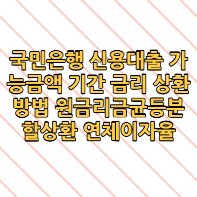  국민은행 신용대출 가능금액 기간 금리 상환방법 원금리금균등분할상환 연체이자율