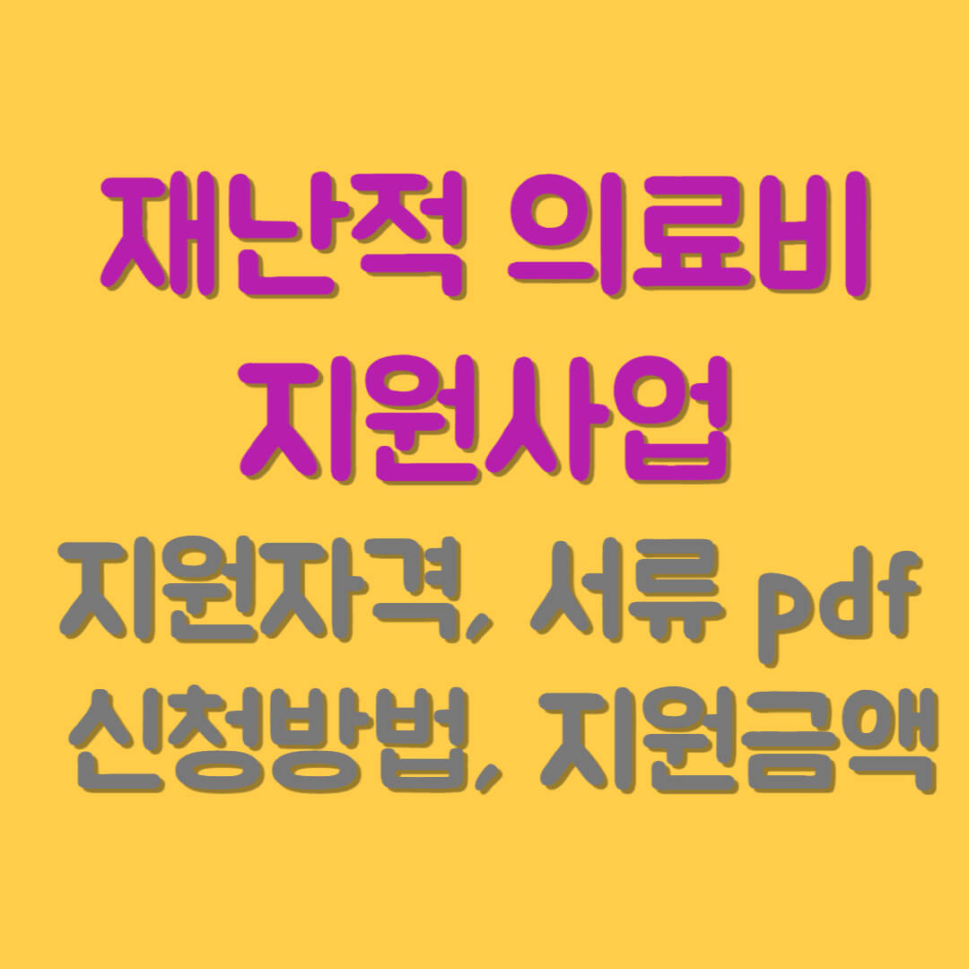 재난적 의료비 지원사업 지원자격, 서류pdf , 신청방법, 지원금액