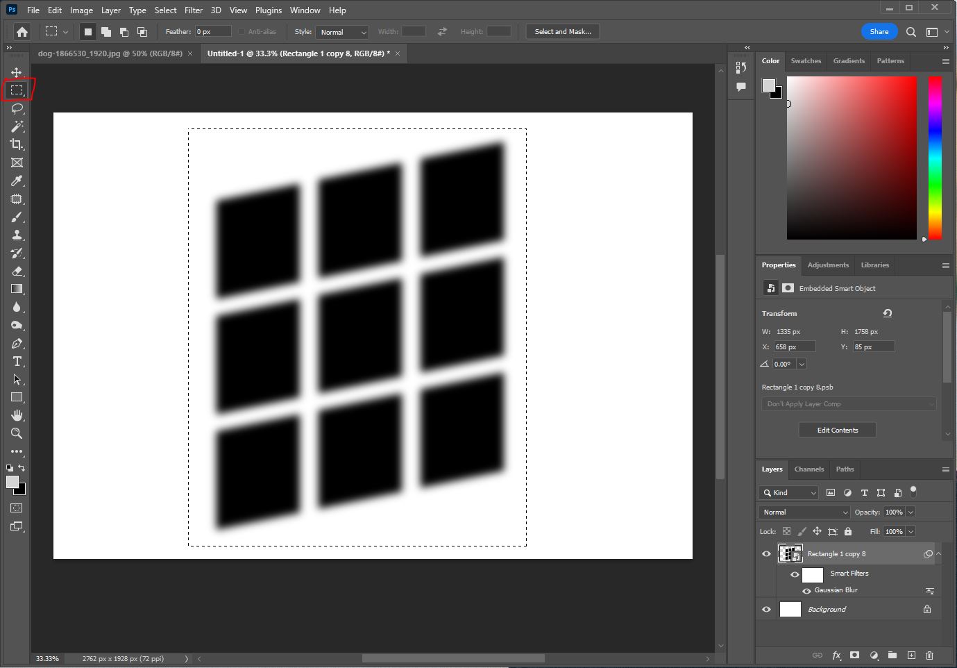 Regtangular Marquee Tool로 선택한 사진
