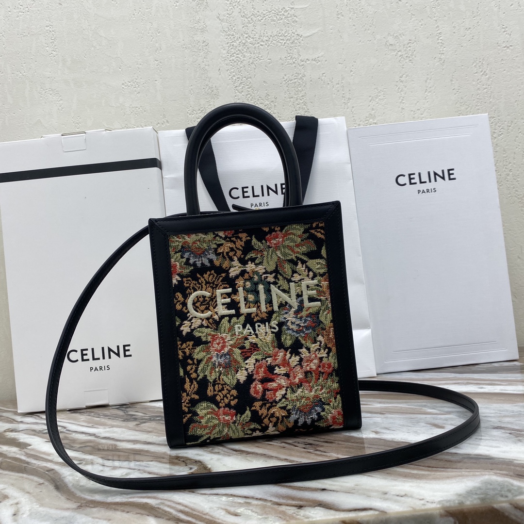  [CELINE] 셀린느 버티컬 플로랄 자카드 카바스백 블랙 192082CK5 (2 SIZE)