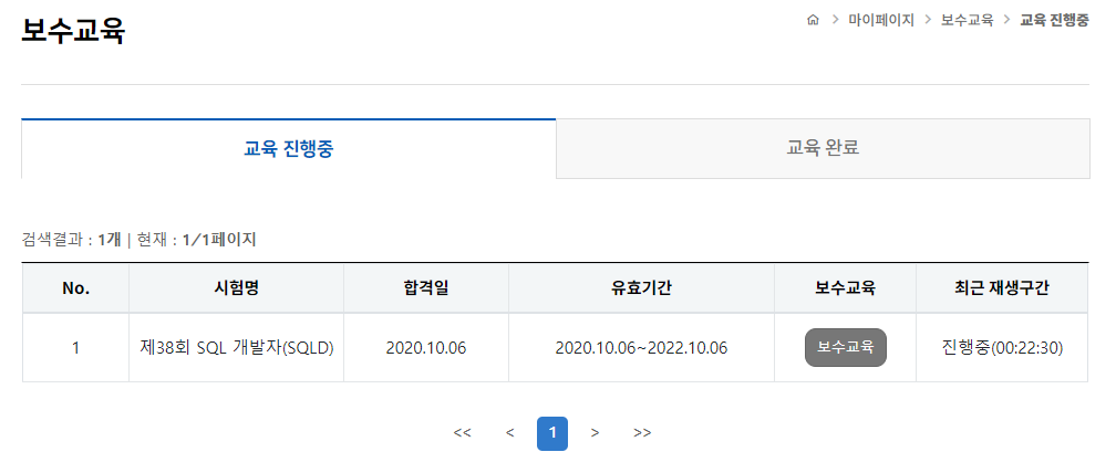 SQLD 보수교육