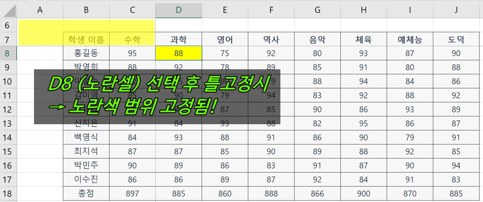 엑셀 틀고정 사용법